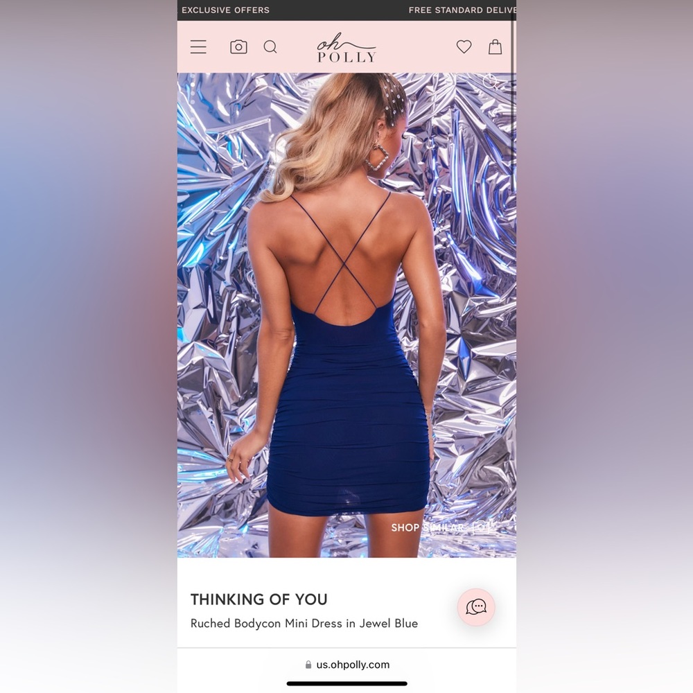 Oh polly Jewel Blue dress, Size US 4, Worn Once and in good condition